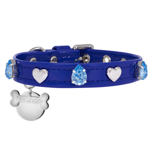 Leone Royal Blue Swarovski Dog Collar PAW LONDON