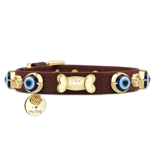 Evil Eye Dog Collar Chocolate 🧿 - PAW LONDON