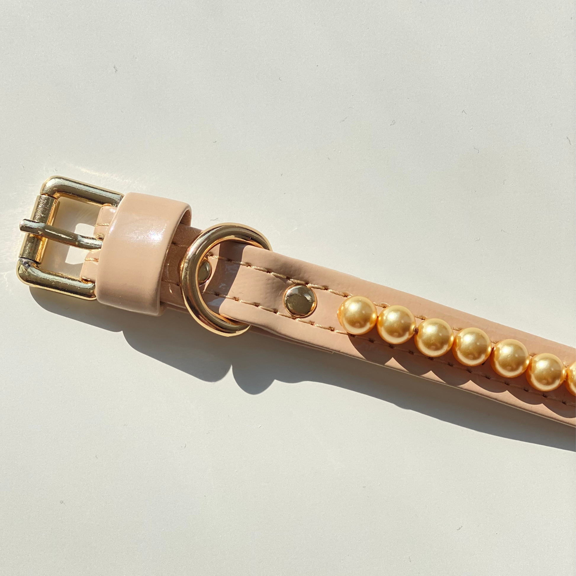 Soleil Pearl Cappuccino Dog Collar PAW LONDON