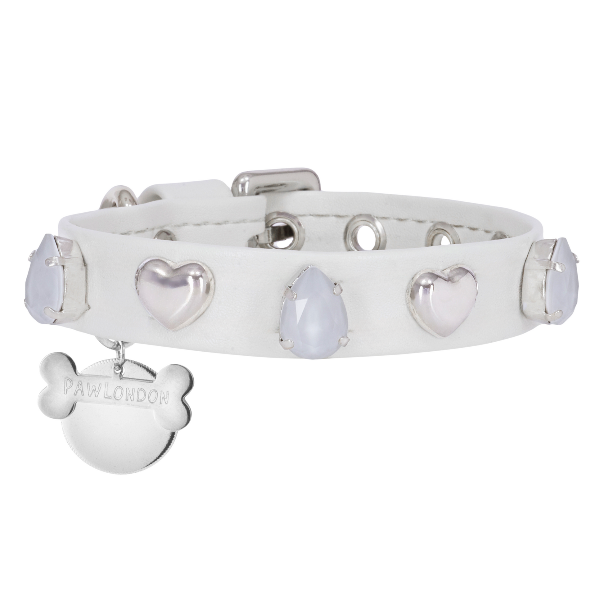 Bianca White Swarovski Dog Collar PAW LONDON