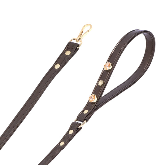 Espresso Swarovski Dog Lead PAW LONDON