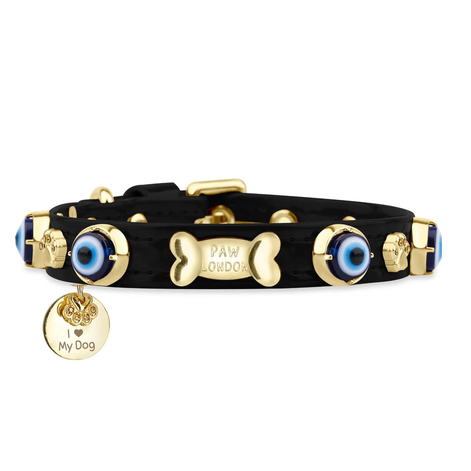 Evil Eye Dog Collar Black PAW LONDON