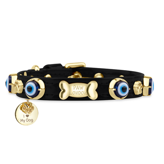 Evil Eye Dog Collar Black