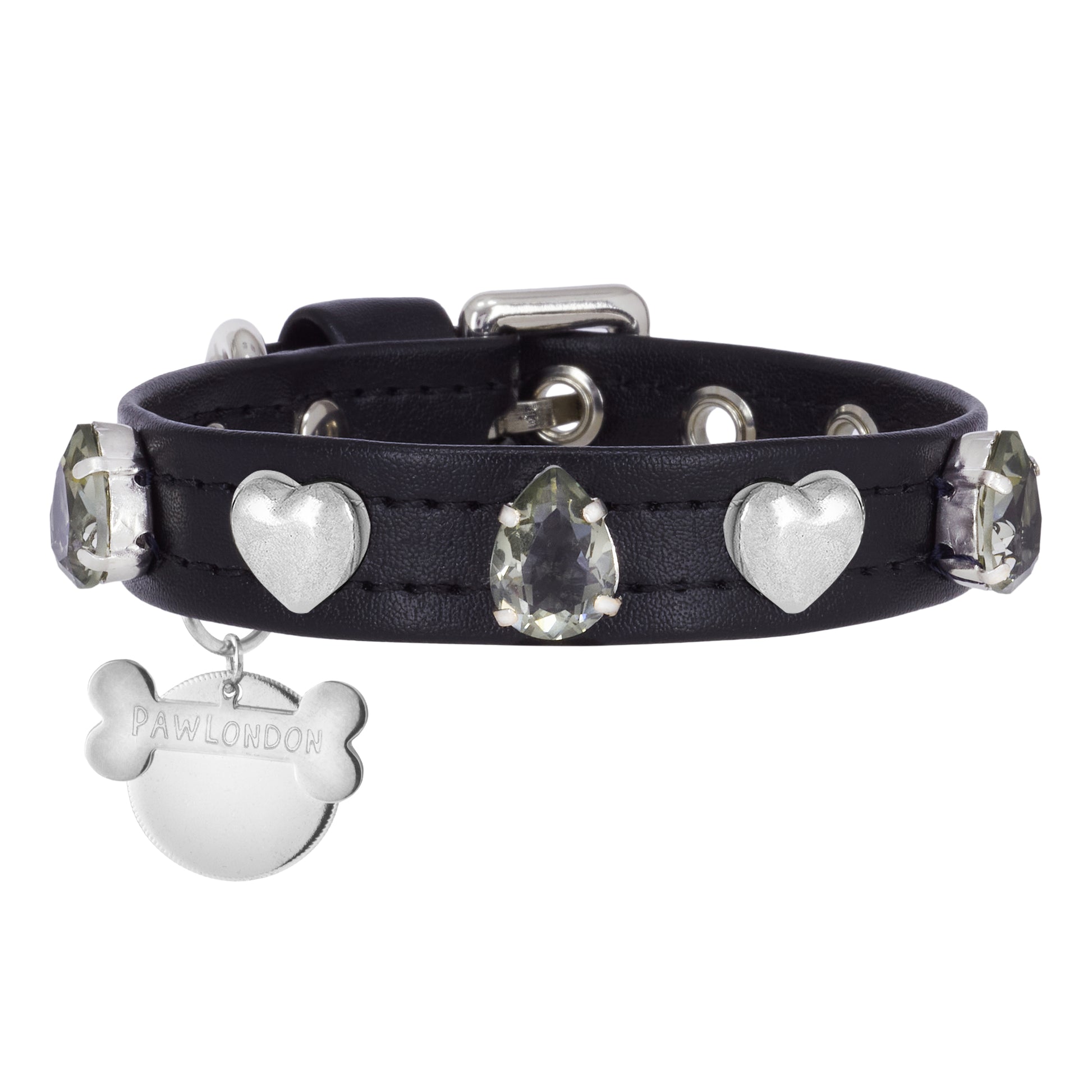 Gaetano Grey Swarovski Dog Collar PAW LONDON