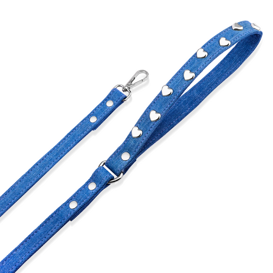 Lovefool Denim Dog Lead Ice Blue PAW LONDON