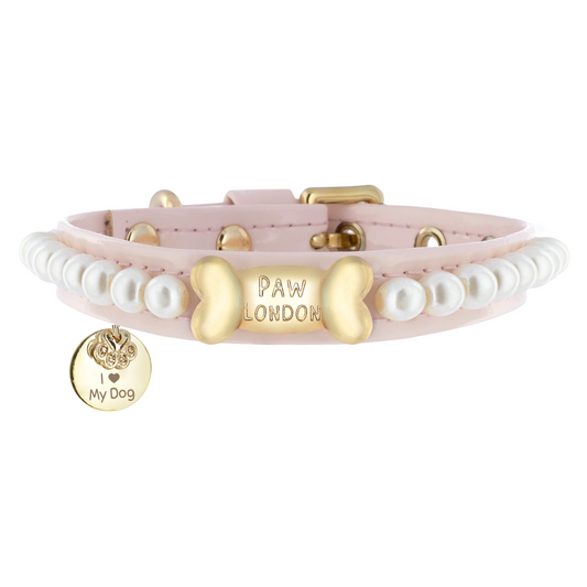 Pink dog collar with pearls