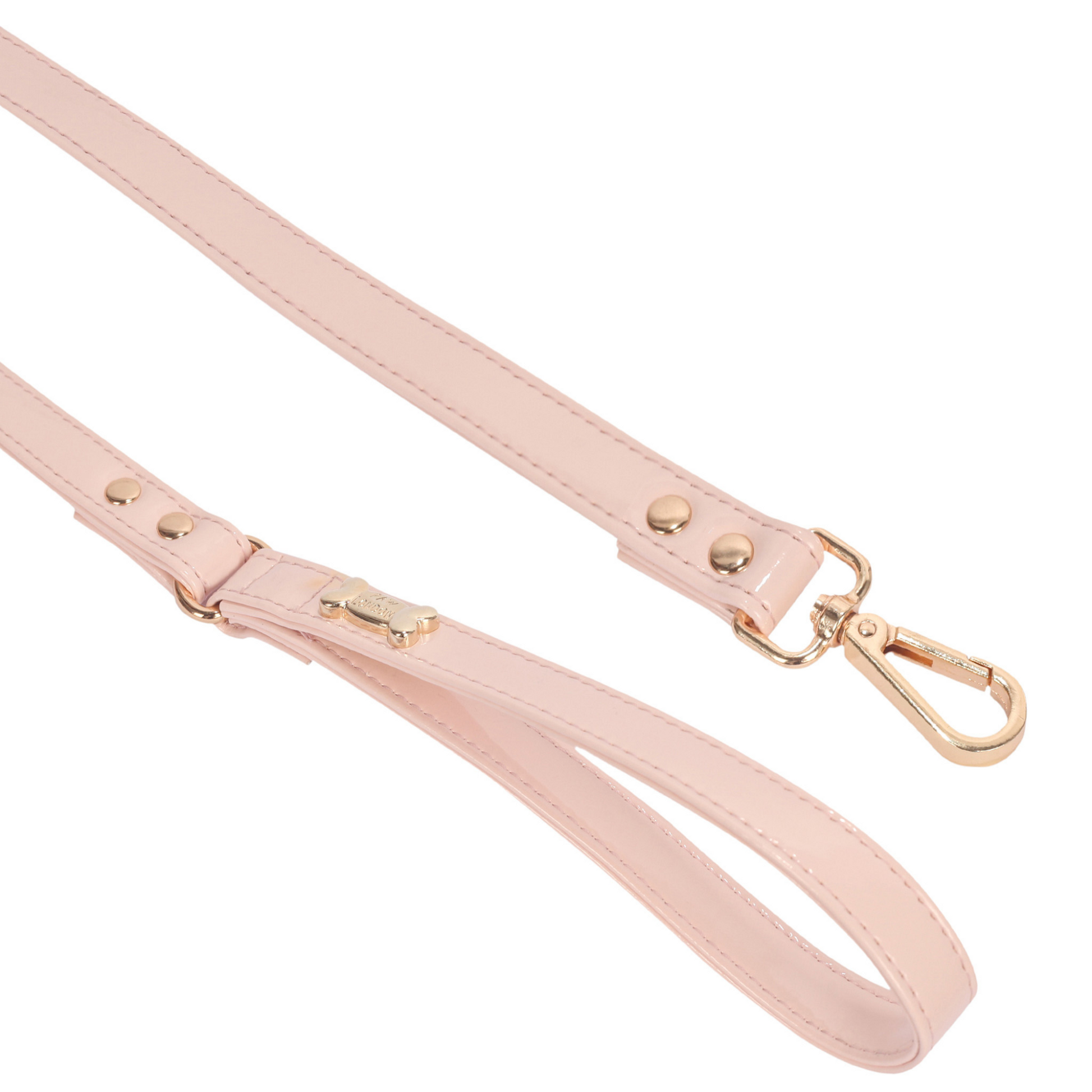 Pink Vegan Leather Dog Lead with Gold Plated Bone PAW LONDON