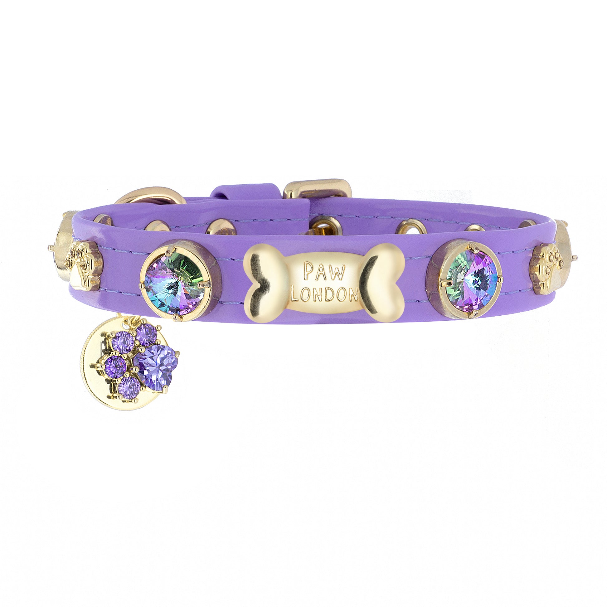 Paradise Shine Swarovski Lilac Dog Collar PAW LONDON