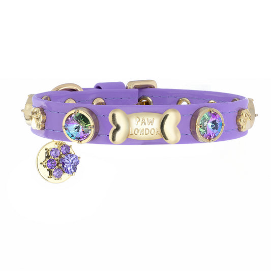 Paradise Shine Swarovski Lilac Dog Collar PAW LONDON