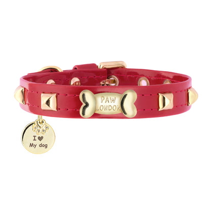 Pawlentino Rockstud Red Dog Collar PAW LONDON