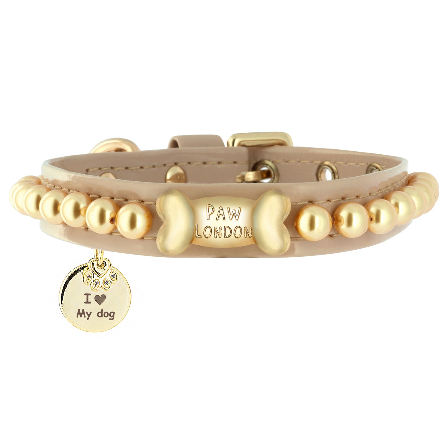 Soleil Pearl Cappuccino Dog Collar PAW LONDON