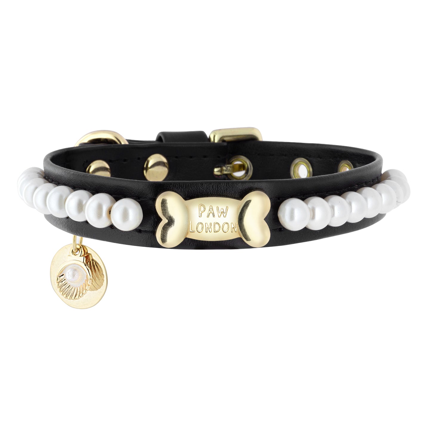 Tahiti Pearl Black Dog Collar PAW LONDON