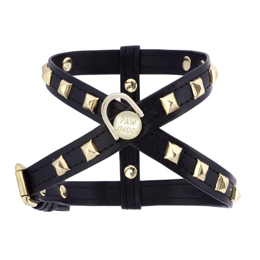 Pawlentino Rockstud Black Dog Harness PAW LONDON