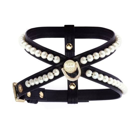 Tahiti Pearl Dog Harness Black PAW LONDON