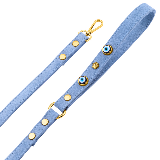 Azure Suede Evil Eye Dog Lead