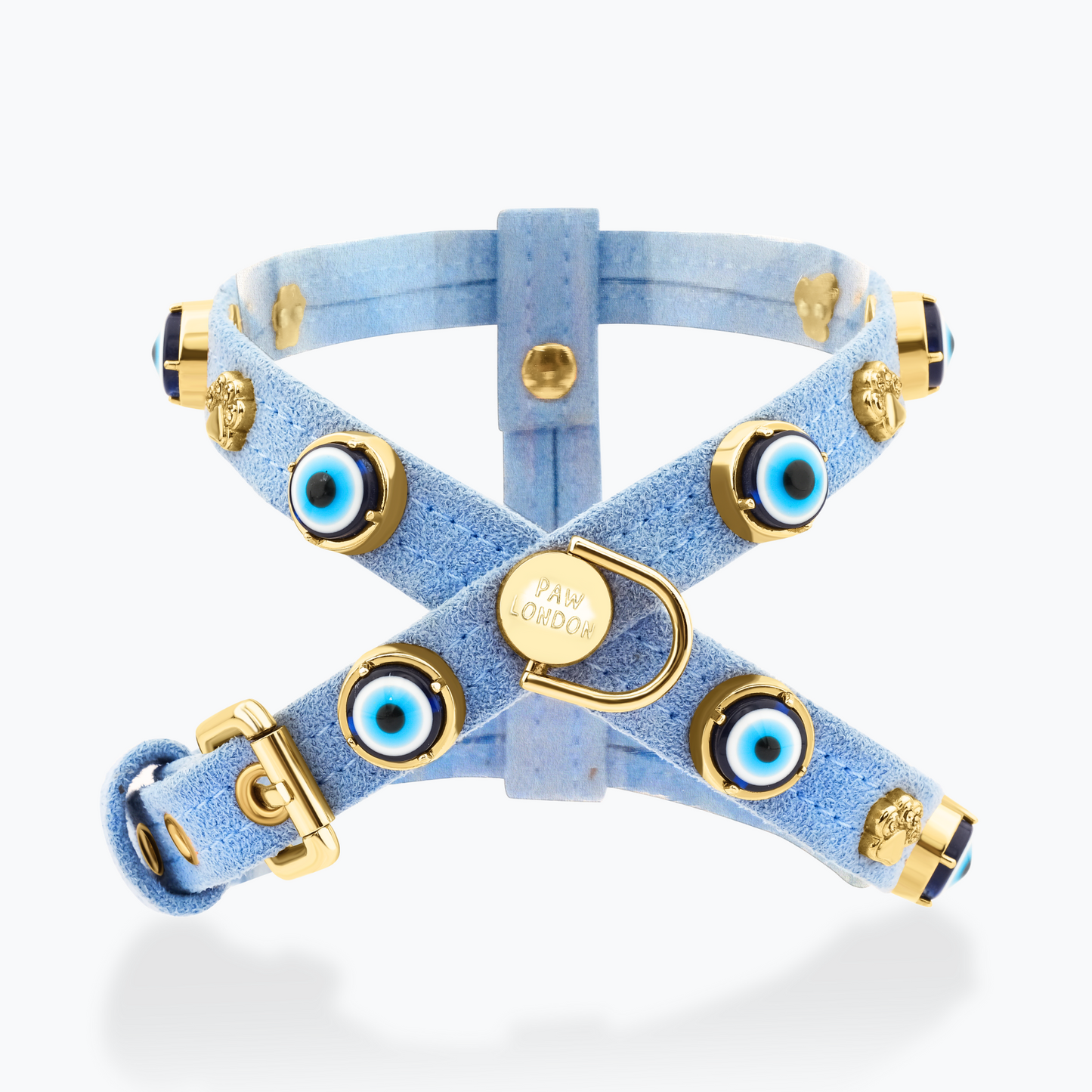 Azure Suede Evil Eye Dog Harness