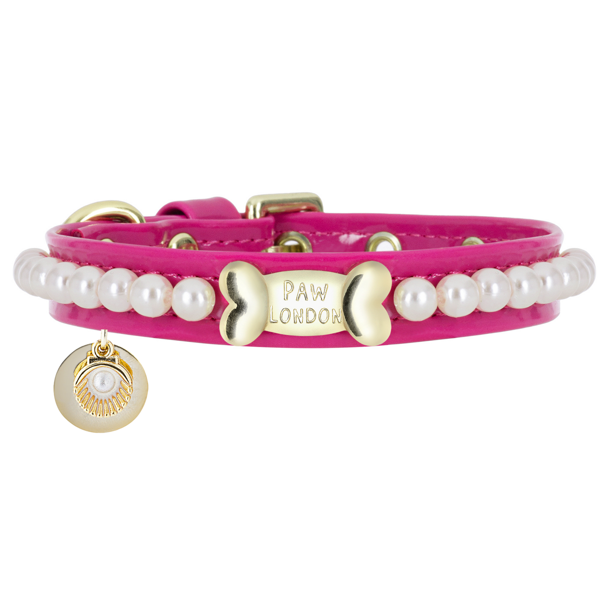 Diana Pearl Dog Collar Hot Pink