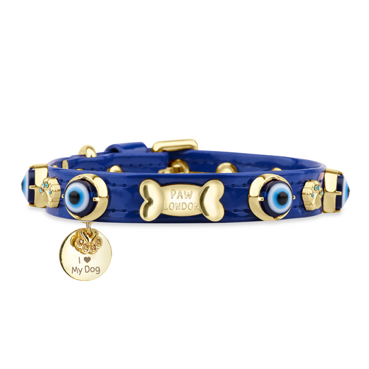 Evil Eye Dog Collar Royal Blue PAW LONDON