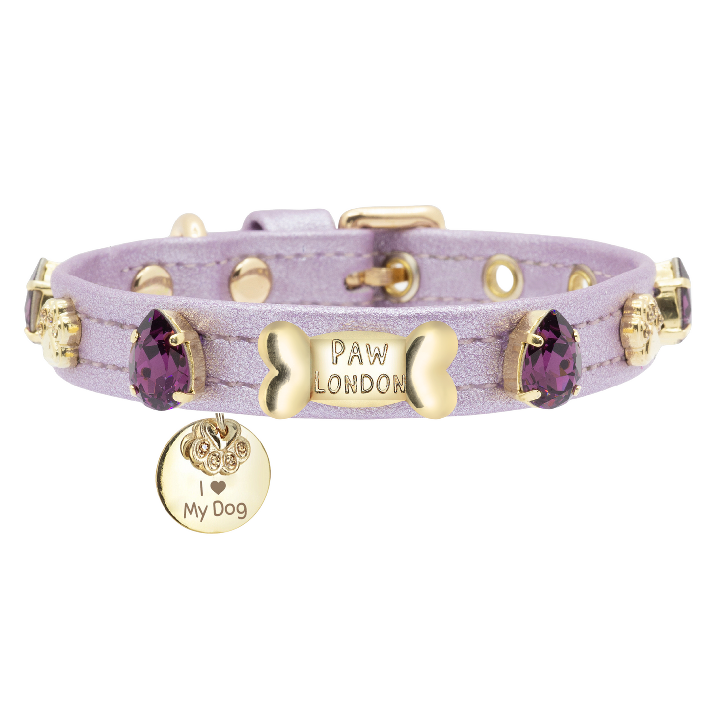 Harper Purple Swarovski Dog Collar PAW LONDON