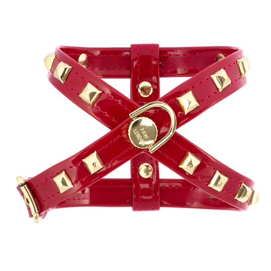 Pawlentino Rockstud Red Dog Harness PAW LONDON