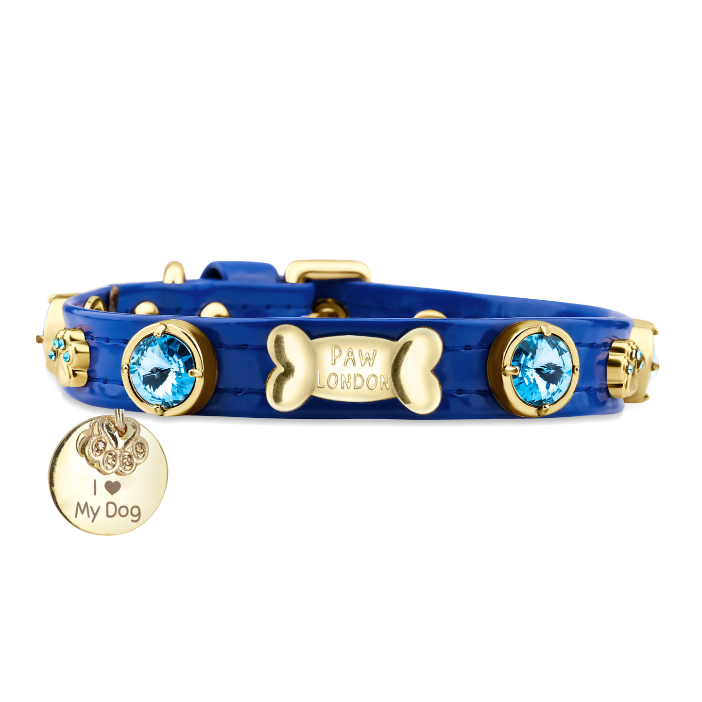 Capri Swarovski Royal Blue Dog Collar PAW LONDON