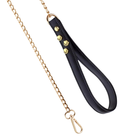 Chain Dog Lead with Black Leather Handle PAW LONDON