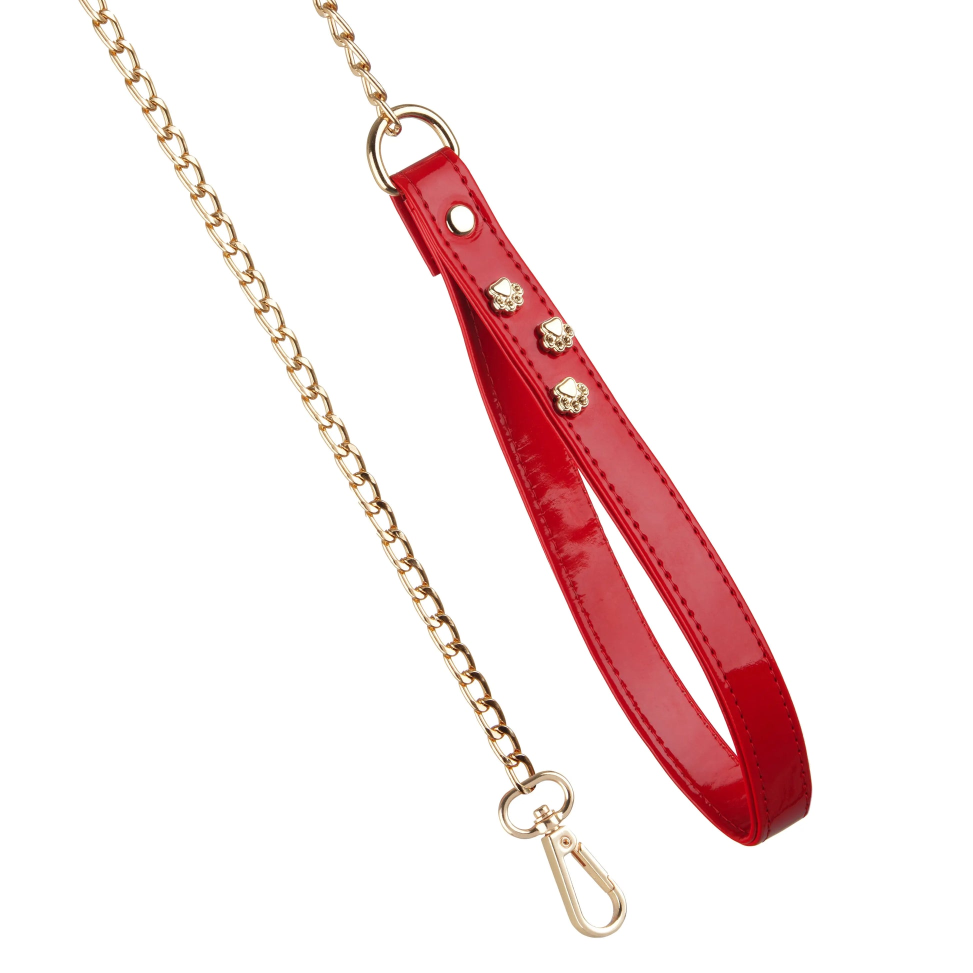 Chain Dog Lead with Red Leather Handle PAW LONDON